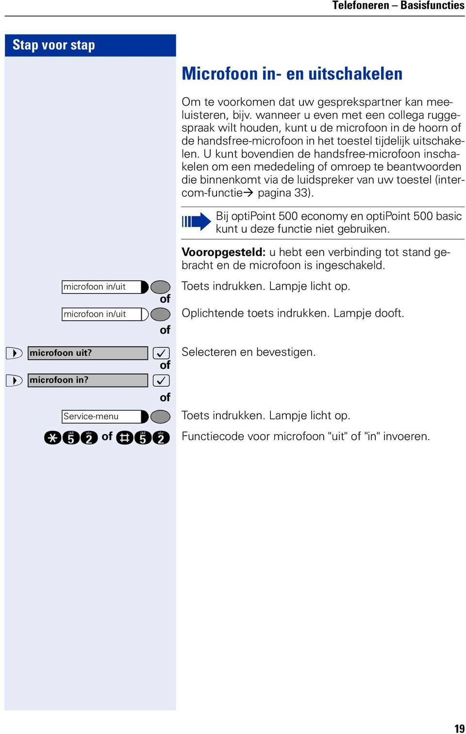 U kunt bovendien de handsfree-microon inschakelen om een mededeling omroep te beantwoorden die binnenkomt via de luidspreker van uw toestel (intercom-functie pagina 33).