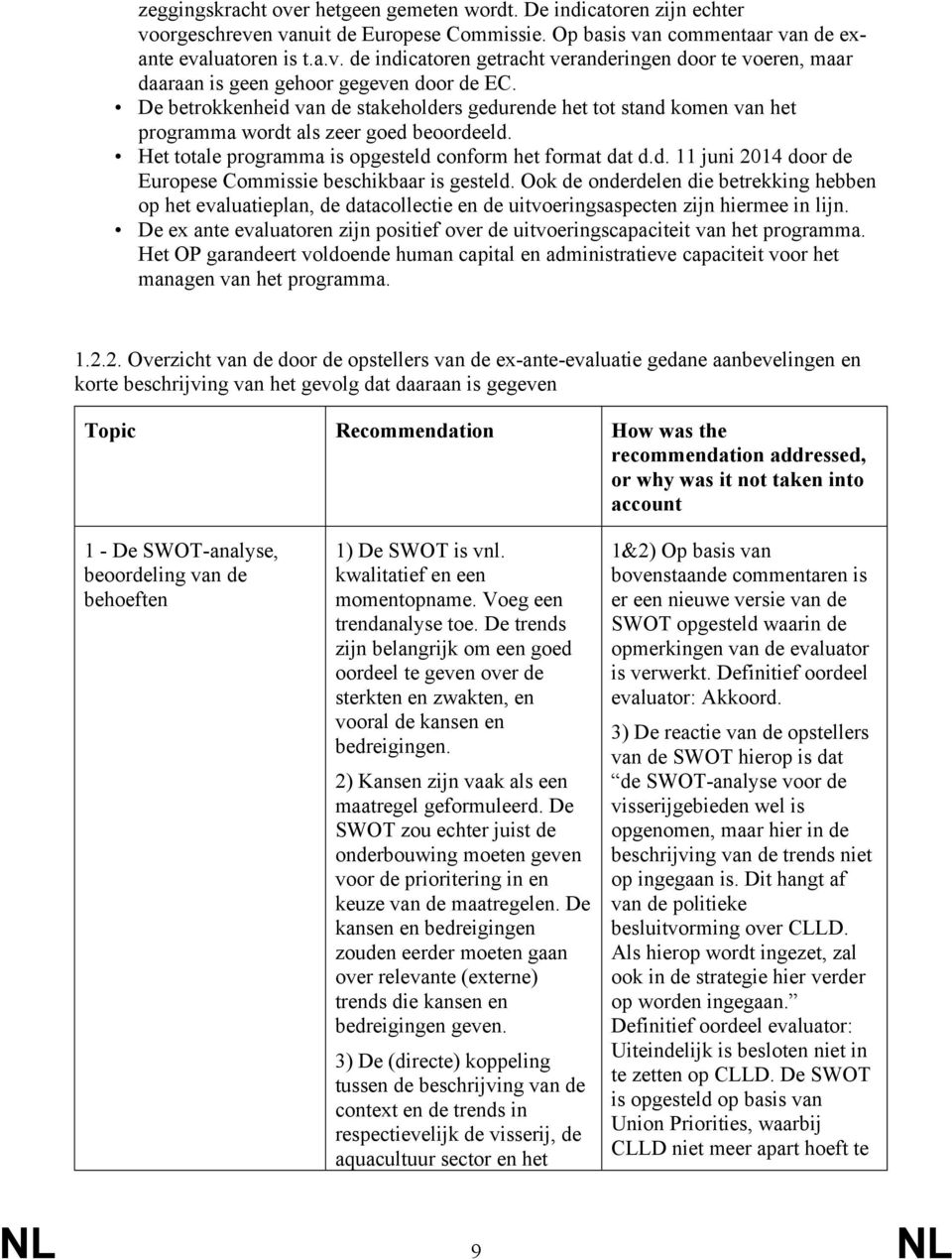 Ook de onderdelen die betrekking hebben op het evaluatieplan, de datacollectie en de uitvoeringsaspecten zijn hiermee in lijn.