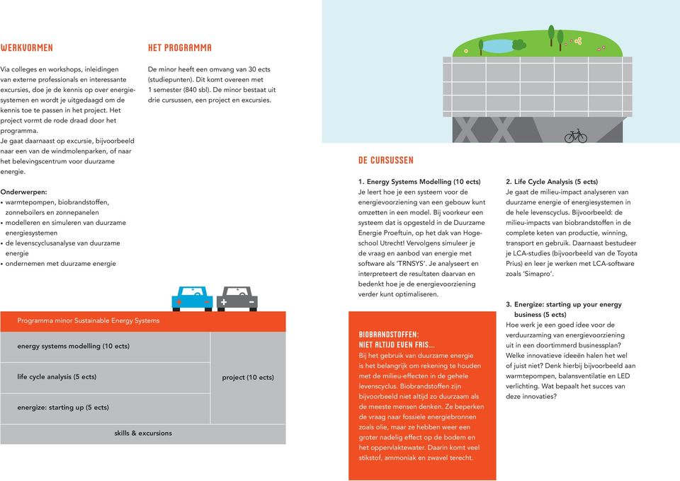 De minor bestaat uit kennis toe te passen in het project. Het project vormt de rode draad door het programma.