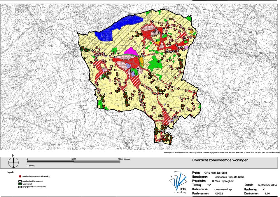 Dossiernummer: 1:65000 0 3000 6000 Meters Achtergrond: Rasterversie van de topografische kaarten uitgegeven tussen 1978 en 1999