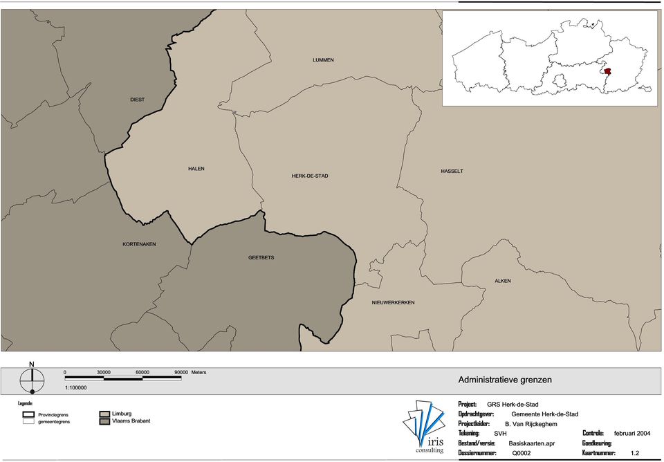 1:100000 Limburg Vlaams Brabant Administratieve grenzen Tekening: SVH Controle: