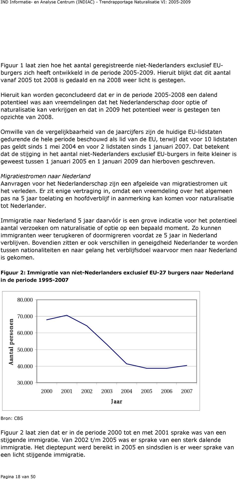 Hieruit kan worden geconcludeerd dat er in de periode 2005-2008 een dalend potentieel was aan vreemdelingen dat het Nederlanderschap door optie of naturalisatie kan verkrijgen en dat in 2009 het