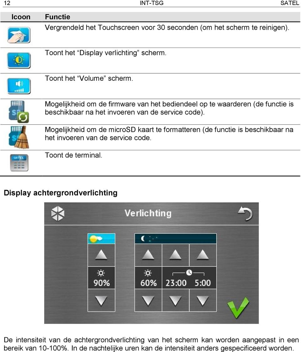 Mogelijkheid om de microsd kaart te formatteren (de functie is beschikbaar na het invoeren van de service code. Toont de terminal.