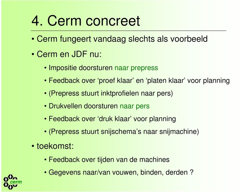 pers) Drukvellen doorsturen naar pers Feedback over druk klaar voor planning (Prepress stuurt snijschema