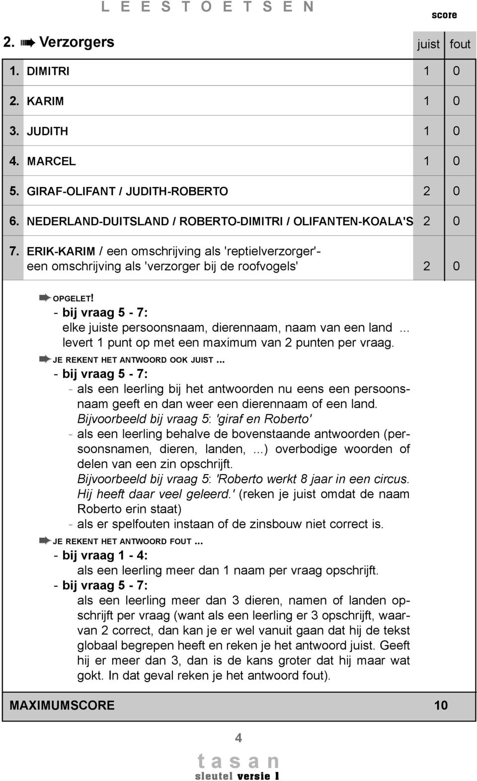 .. levert punt op met een maximum van 2 punten per vraag. JE REKENT HET ANTWOORD OOK JUIST.