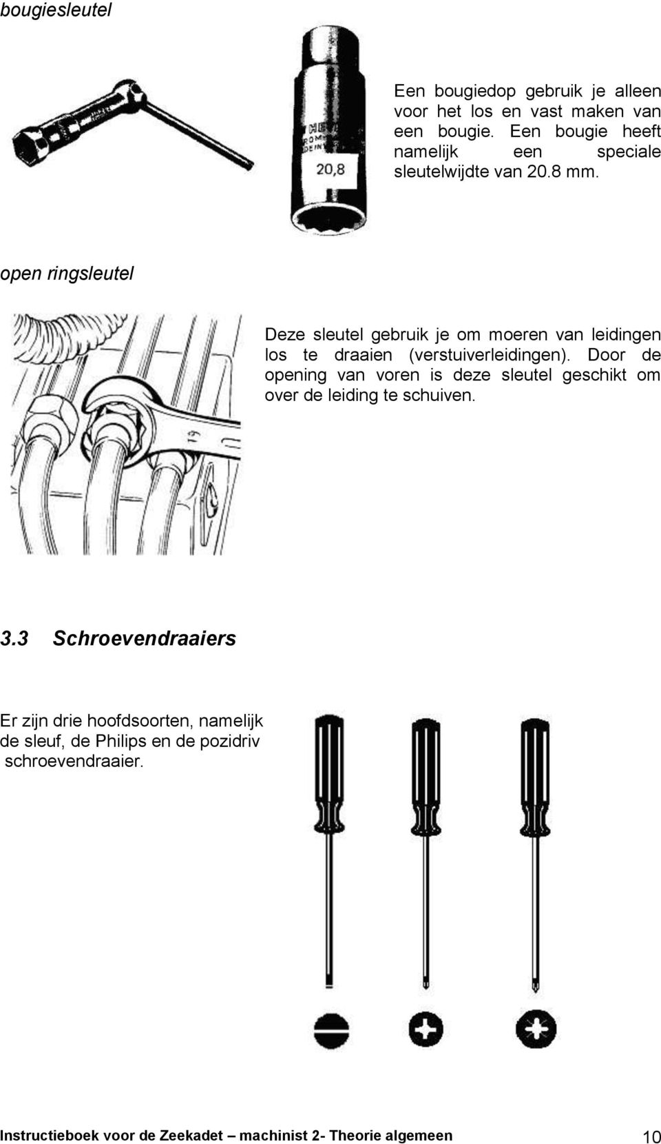 open ringsleutel Deze sleutel gebruik je om moeren van leidingen los te draaien (verstuiverleidingen).