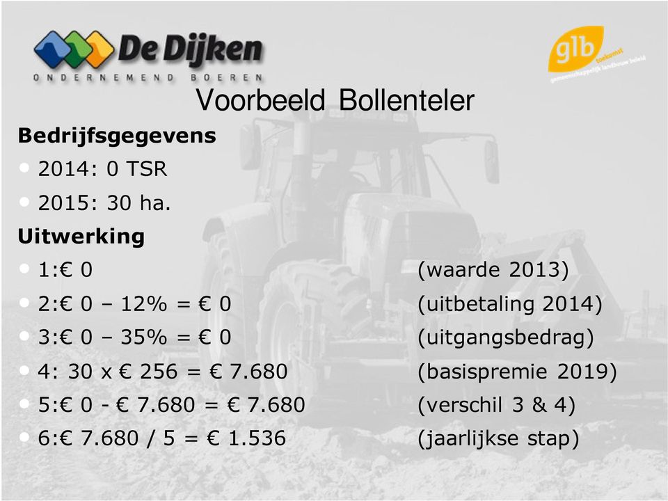 (uitbetaling 2014) 3: 0 35% = 0 (uitgangsbedrag) 4: 30 x 256 = 7.