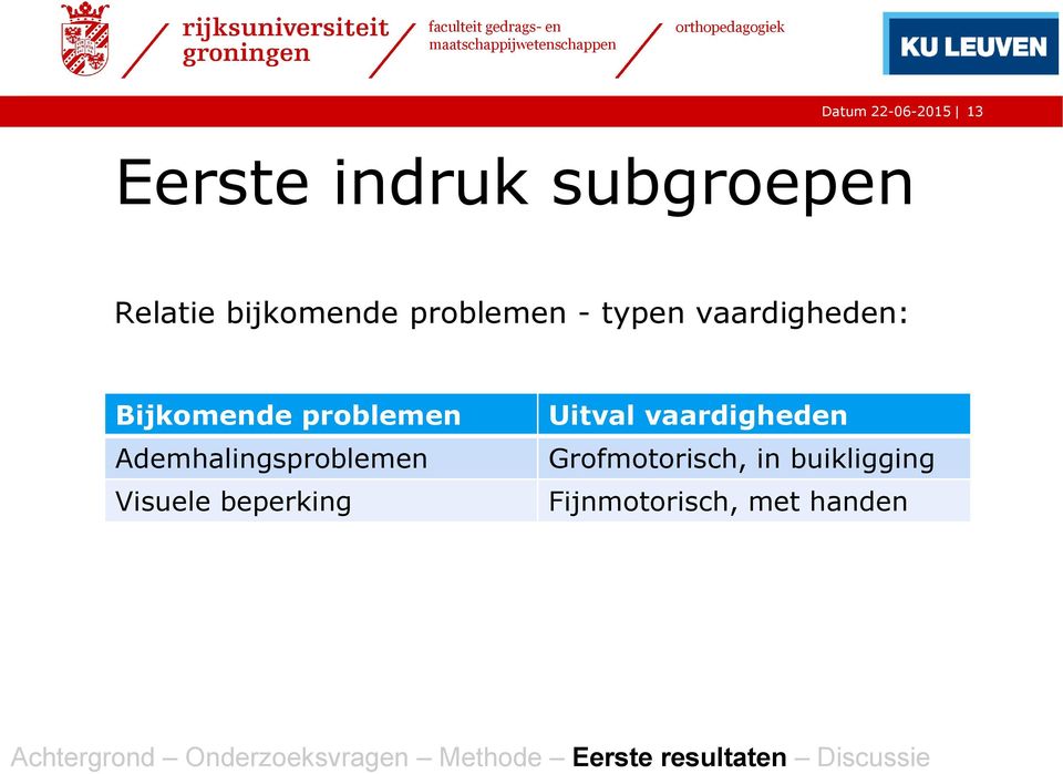 Bijkomende problemen Ademhalingsproblemen Visuele beperking