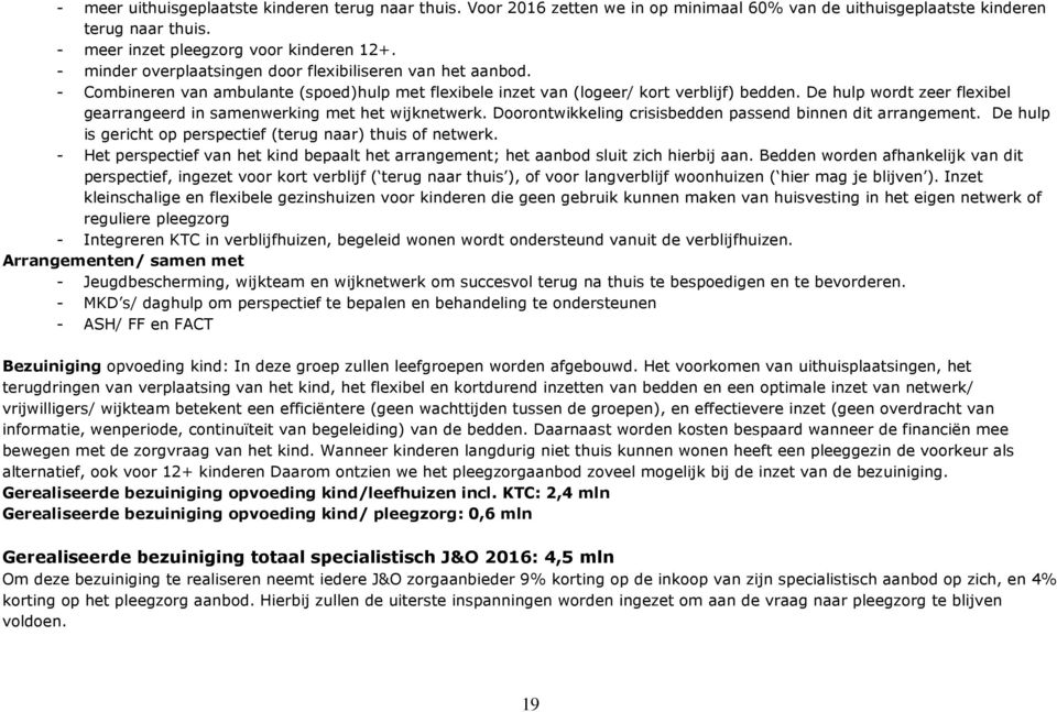 De hulp wordt zeer flexibel gearrangeerd in samenwerking met het wijknetwerk. Doorontwikkeling crisisbedden passend binnen dit arrangement.