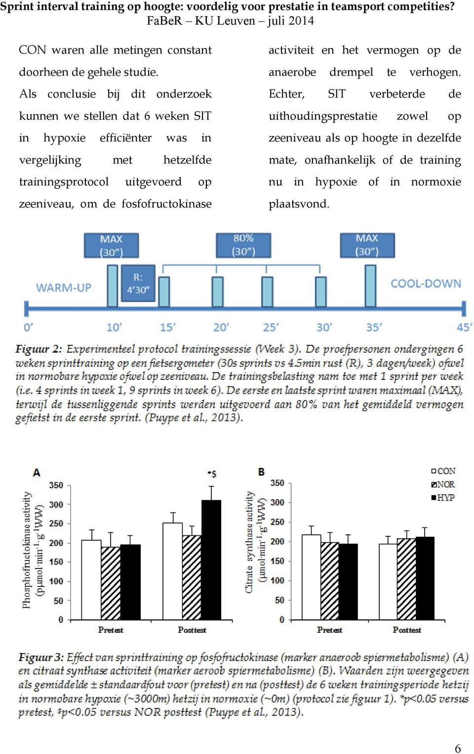 hetzelfde trainingsprotocol uitgevoerd op zeeniveau, om de fosfofructokinase activiteit en het vermogen op de anaerobe