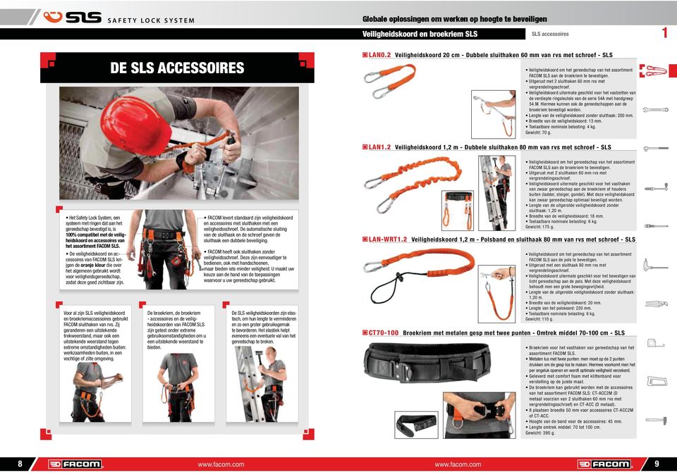 2 Veiligheidskoord 1,2 m Dubbele sluithaken 80 mm van rvs met schroef SS 100% compatibel met de veiligheidskoord en accessoires