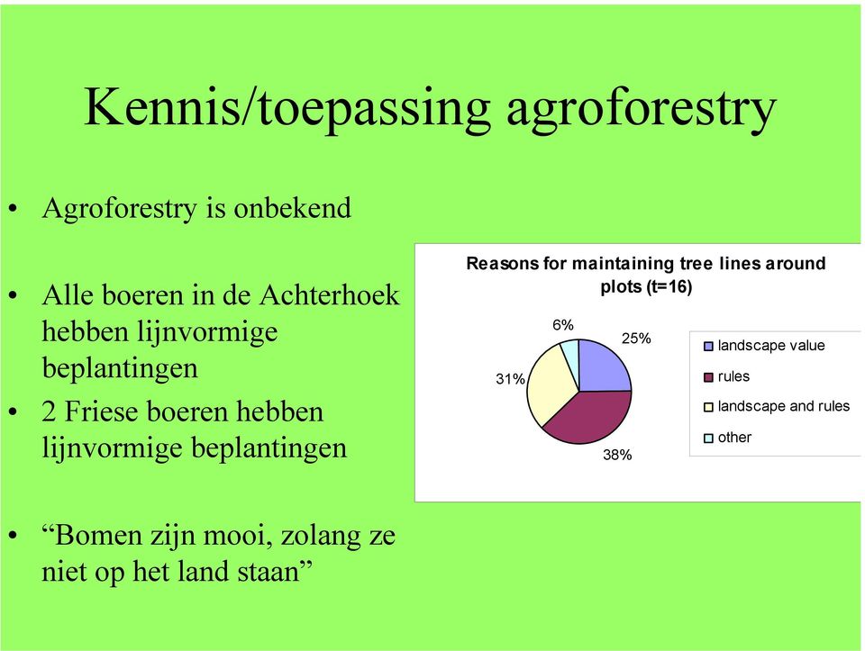 beplantingen Reasons for maintaining tree lines around plots (t=16) 31% 6% 38% 25%