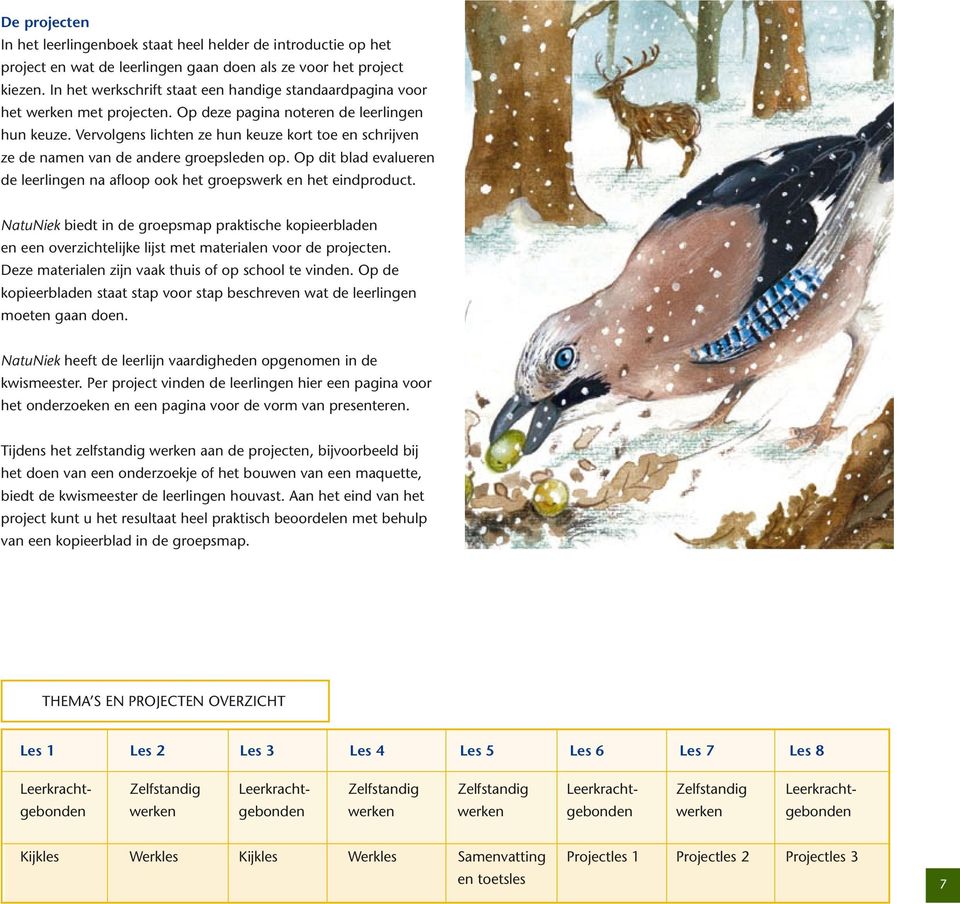 Vervolgens lichten ze hun keuze kort toe en schrijven ze de namen van de andere groepsleden op. Op dit blad evalueren de leerlingen na afloop ook het groepswerk en het eindproduct.