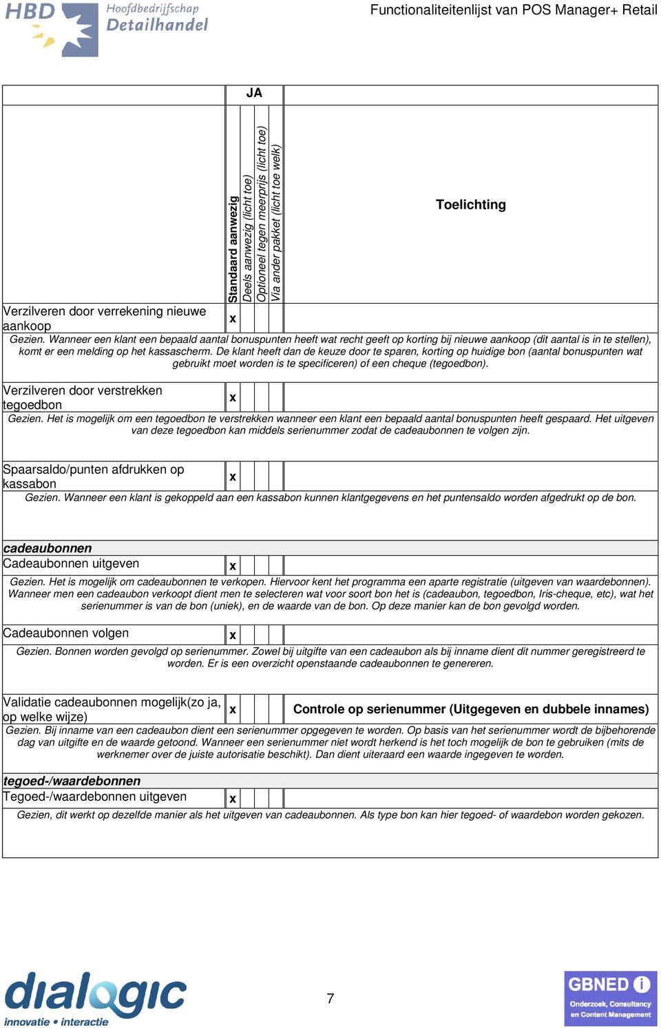 De klant heeft dan de keuze door te sparen, korting op huidige bon (aantal bonuspunten wat gebruikt moet worden is te specificeren) of een cheque (tegoedbon).