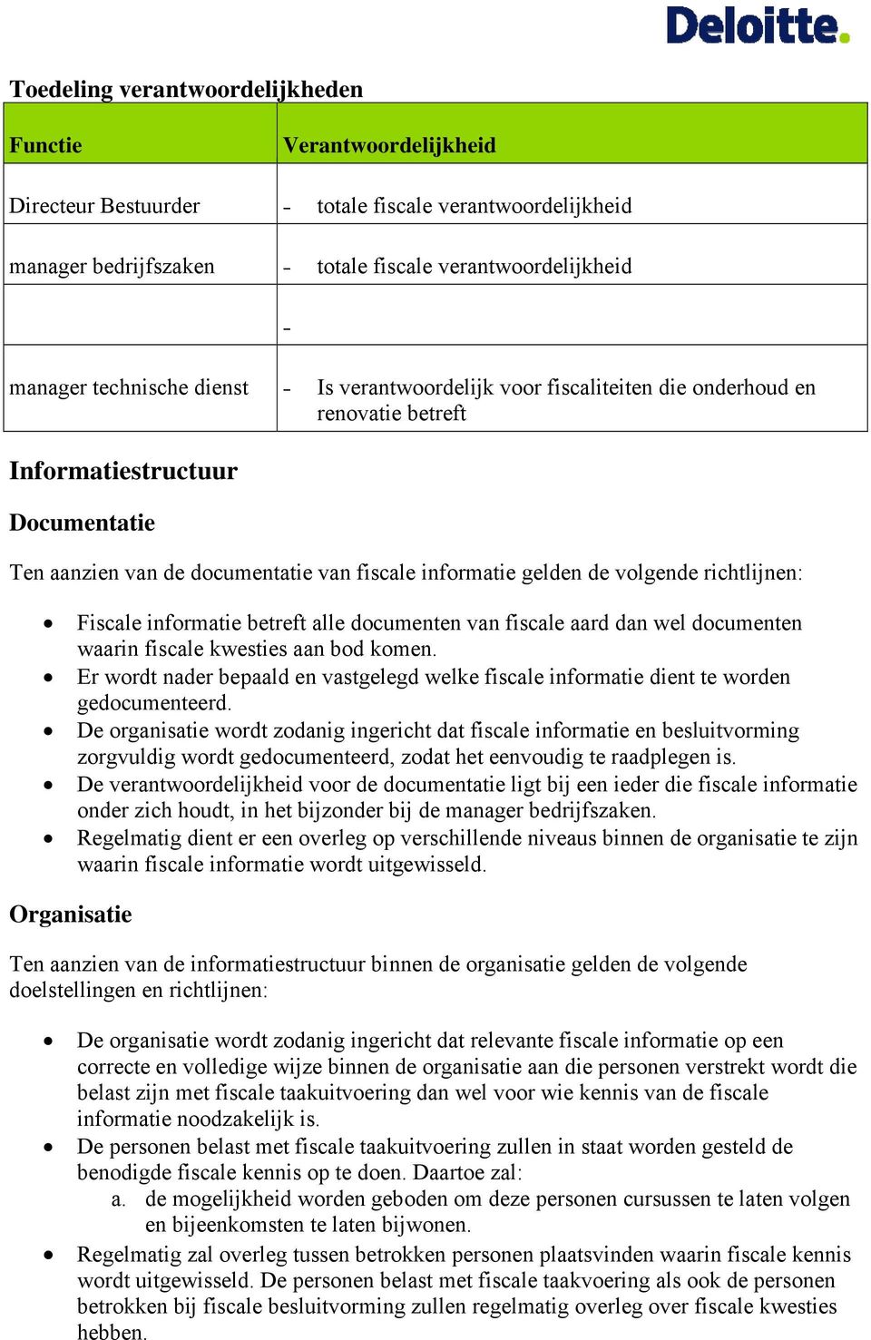 richtlijnen: Fiscale informatie betreft alle documenten van fiscale aard dan wel documenten waarin fiscale kwesties aan bod komen.