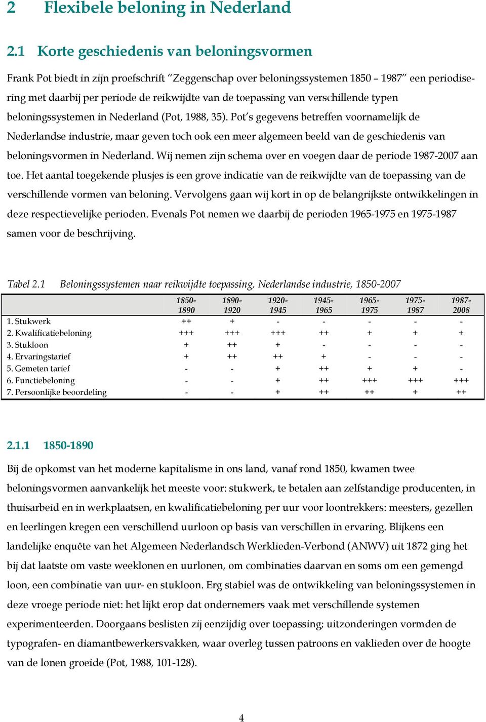 van verschillende typen beloningssystemen in Nederland (Pot, 1988, 35).