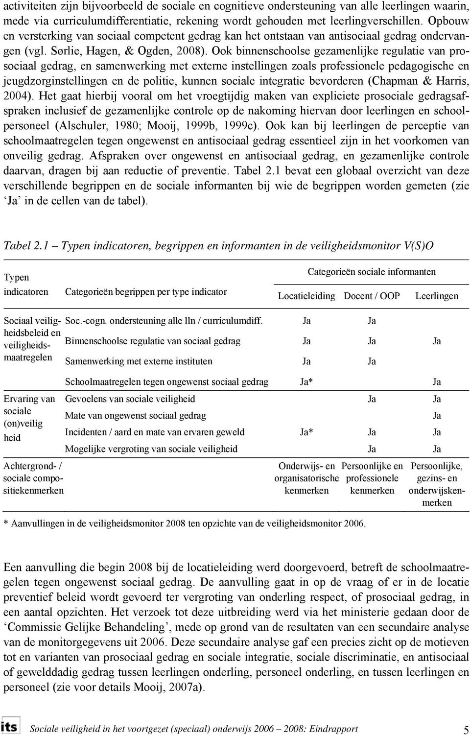 Ook binnenschoolse gezamenlijke regulatie van prosociaal gedrag, en samenwerking met externe instellingen zoals professionele pedagogische en jeugdzorginstellingen en de politie, kunnen sociale