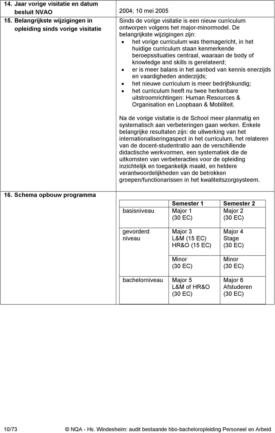 De belanrijkste wijziinen zijn: het vorie curriculum was themaericht, in het huidie curriculum staan kenmerkende beroepssituaties centraal, waaraan de body of knowlede and skills is erelateerd; er is