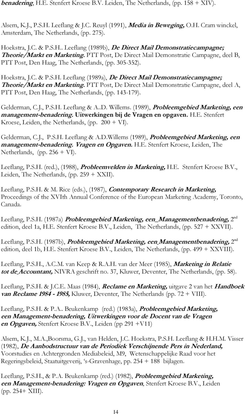 PTT Post, De Direct Mail Demonstratie Campagne, deel B, PTT Post, Den Haag, The Netherlands, (pp. 305-352). Hoekstra, J.C. & P.S.H. Leeflang (1989a), De Direct Mail Demonstratiecampagne; Theorie/Markt en Marketing.