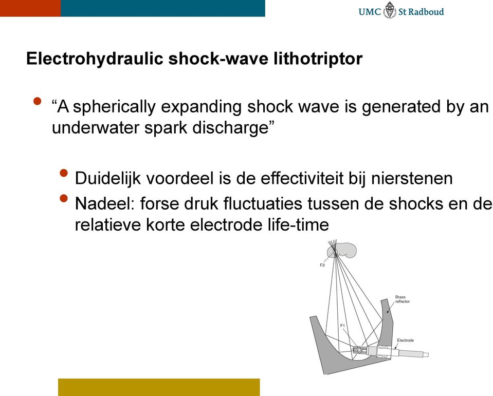 voordeel is de effectiviteit bij nierstenen Nadeel: forse druk