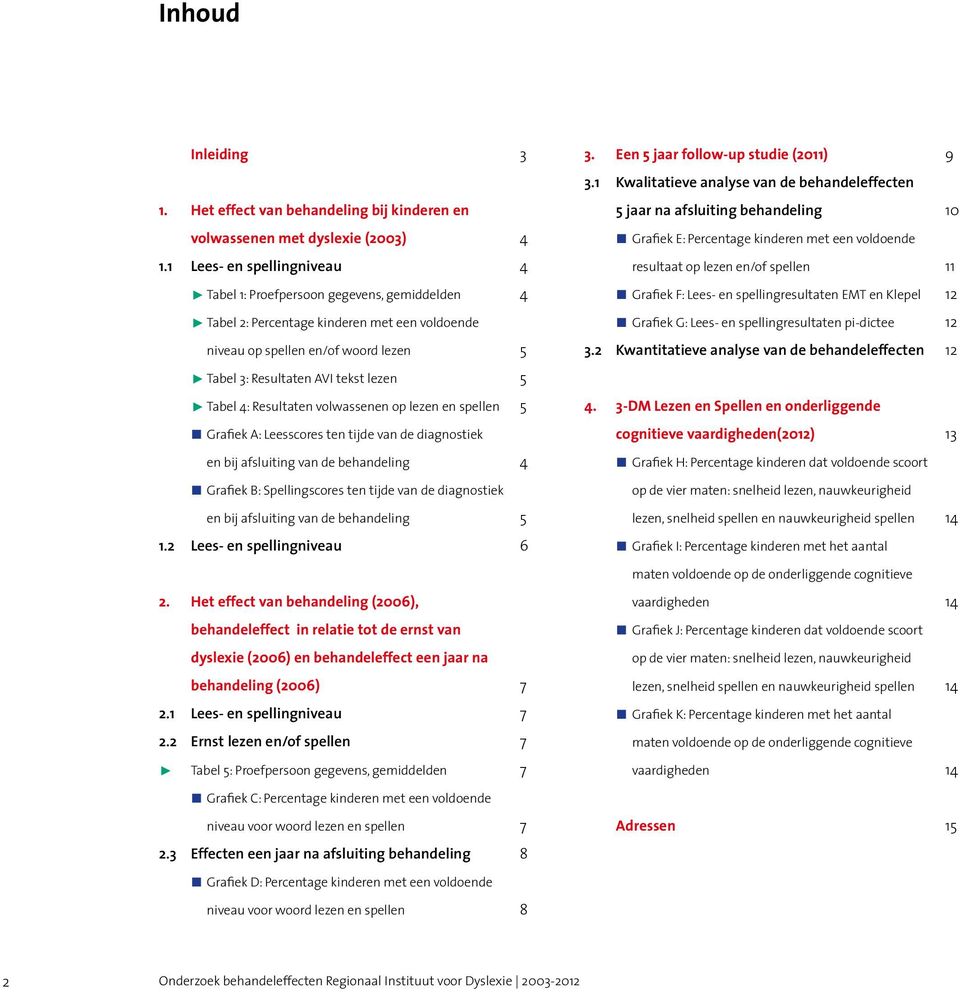 Tabel 4: Resultaten volwassenen op lezen en spellen 5 ó Grafiek A: Leesscores ten tijde van de diagnostiek en bij afsluiting van de behandeling 4 ó Grafiek B: Spellingscores ten tijde van de