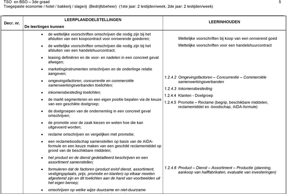 omschrijven die nodig zijn bij het afsluiten van een handelshuurcontract; leasing definiëren en de voor- en nadelen in een concreet geval afwegen; marketinginstrumenten omschrijven en de onderlinge