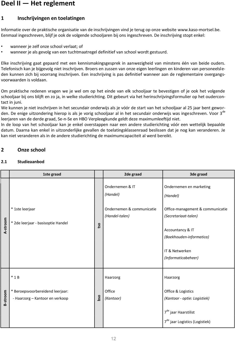 De inschrijving stopt enkel: wanneer je zelf onze school verlaat; of wanneer je als gevolg van een tuchtmaatregel definitief van school wordt gestuurd.