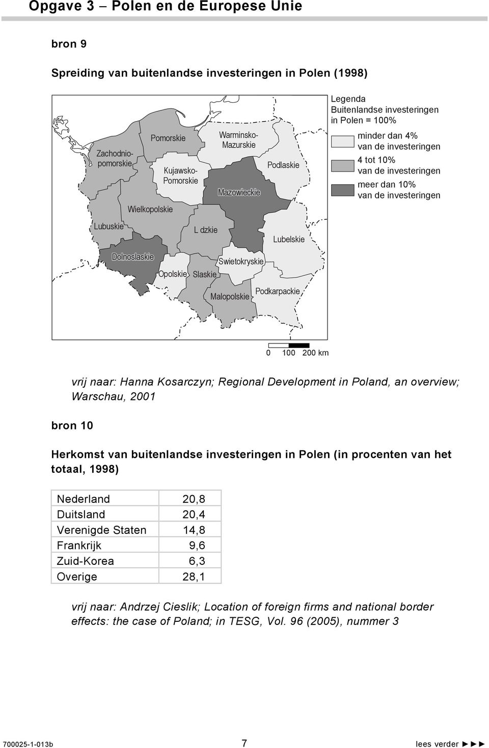 Swietokryskie Slaskie Lubelskie Malopolskie Podkarpackie 0 100 200 km vrij naar: Hanna Kosarczyn; Regional Development in Poland, an overview; Warschau, 2001 bron 10 Herkomst van buitenlandse