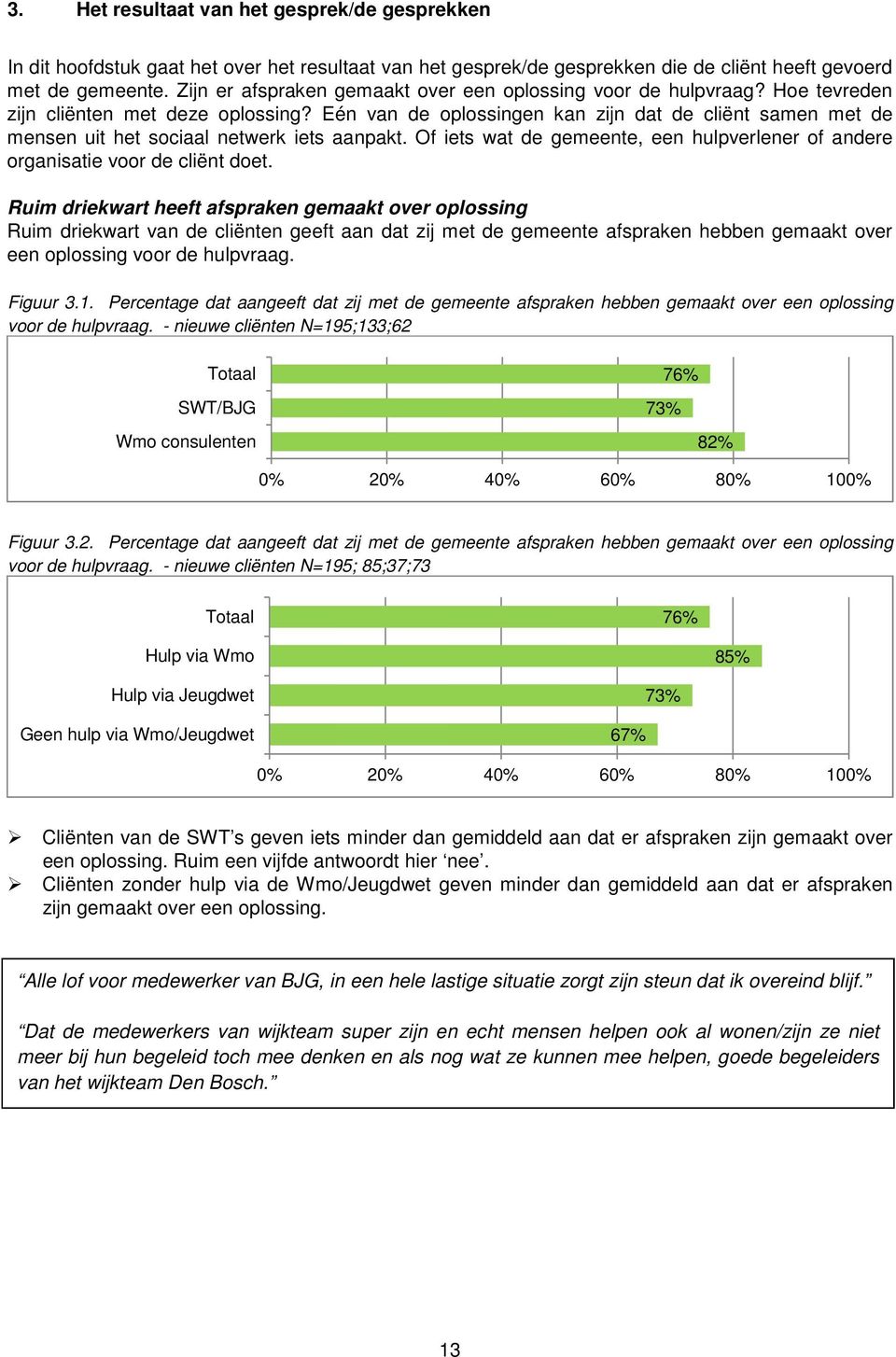 Eén van de oplossingen kan zijn dat de cliënt samen met de mensen uit het sociaal netwerk iets aanpakt. Of iets wat de gemeente, een hulpverlener of andere organisatie voor de cliënt doet.