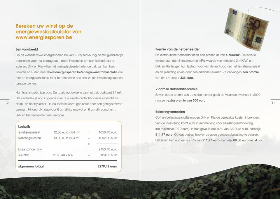be/energiewinst/dakisolatie om met de energiewinstcalculator te berekenen hoe snel ze die investering kunnen Premie van de netbeheerder De distributienetbeheerder keert een premie uit van 4 euro/m².