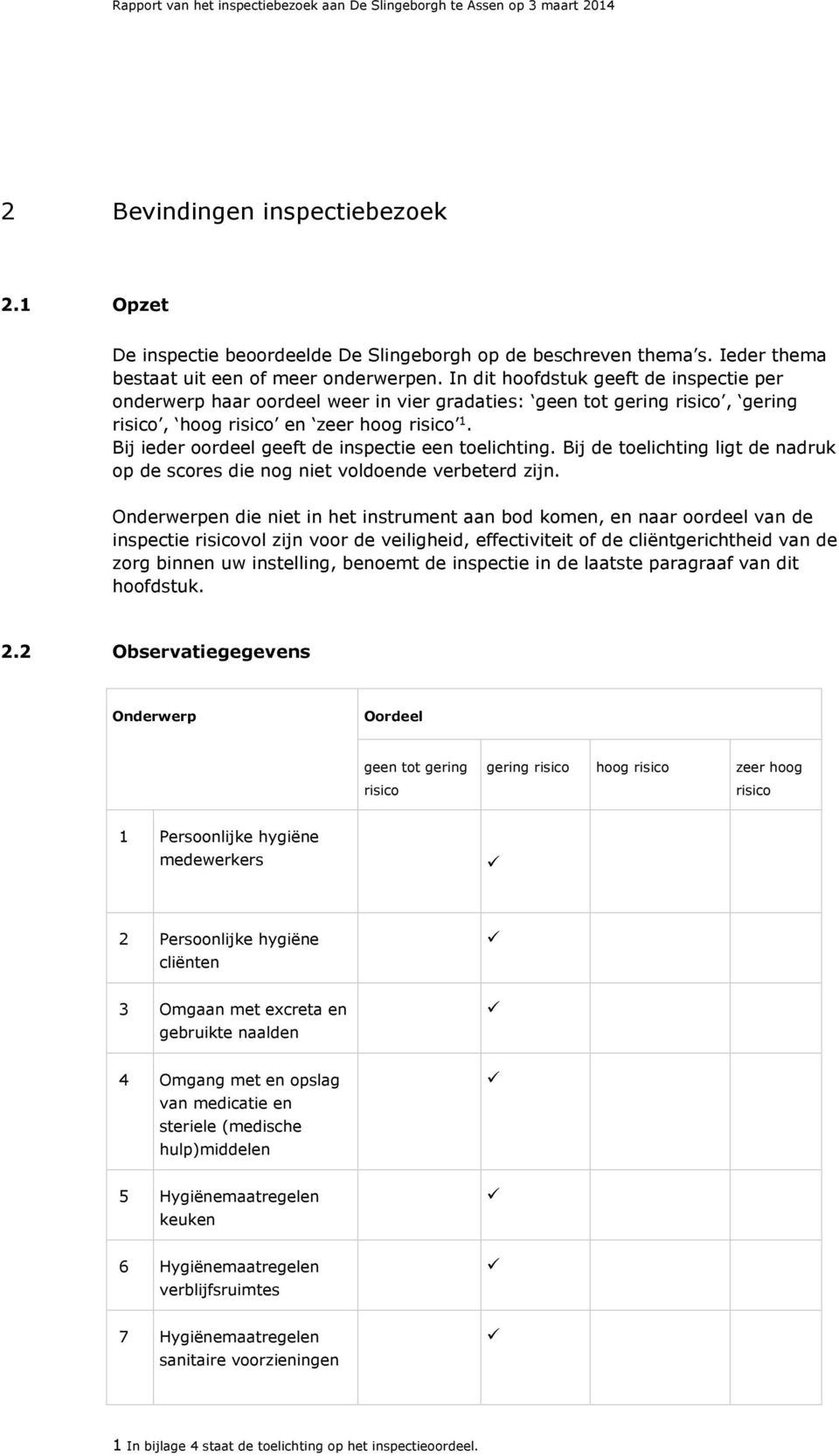 Bij ieder oordeel geeft de inspectie een toelichting. Bij de toelichting ligt de nadruk op de scores die nog niet voldoende verbeterd zijn.