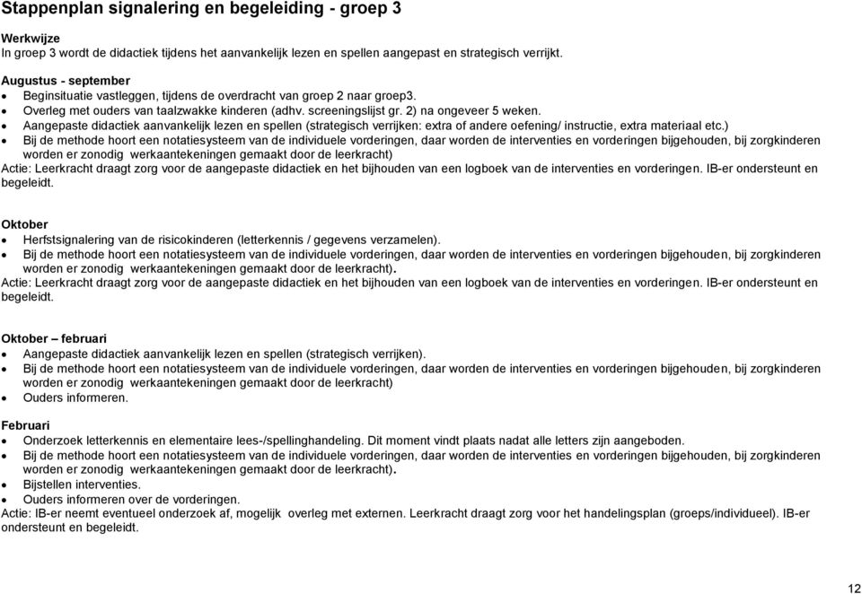 Aangepaste didactiek aanvankelijk lezen en spellen (strategisch verrijken: extra of andere oefening/ instructie, extra materiaal etc.