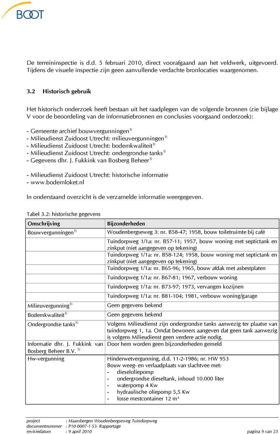 - Gemeente archief bouwvergunningen 1) - Milieudienst Zuidoost Utrecht: milieuvergunningen 1) - Milieudienst Zuidoost Utrecht: bodemkwaliteit 1) - Milieudienst Zuidoost Utrecht: ondergrondse tanks 1)