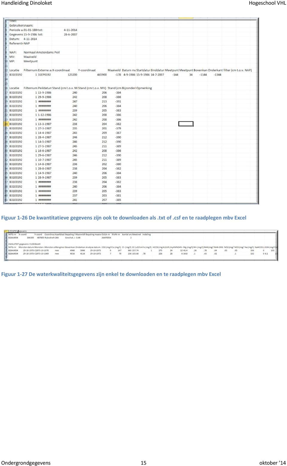 csf en te raadplegen mbv Excel Figuur 1-27 De