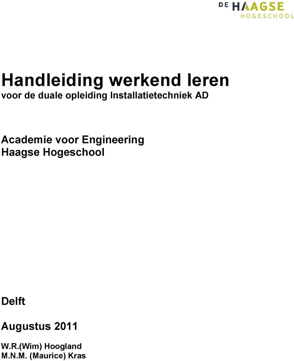 voor Engineering Haagse Hogeschool Delft