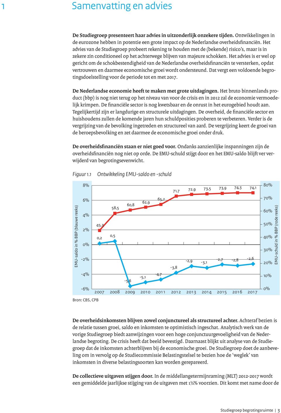 Het advies van de Studiegroep probeert rekening te houden met de (bekende) risico s, maar is in zekere zin conditioneel op het achterwege blijven van majeure schokken.