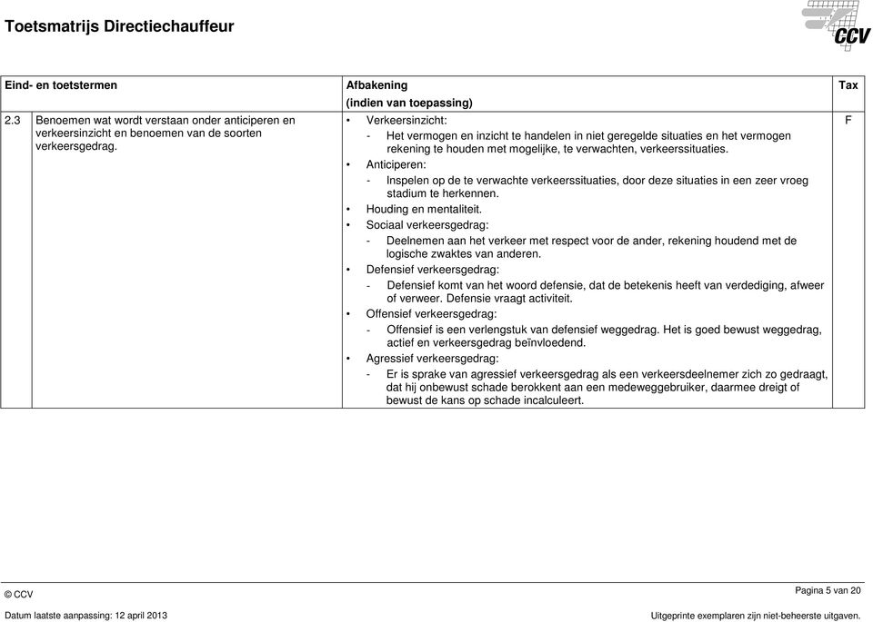 Anticiperen: - Inspelen op de te verwachte verkeerssituaties, door deze situaties in een zeer vroeg stadium te herkennen. Houding en mentaliteit.