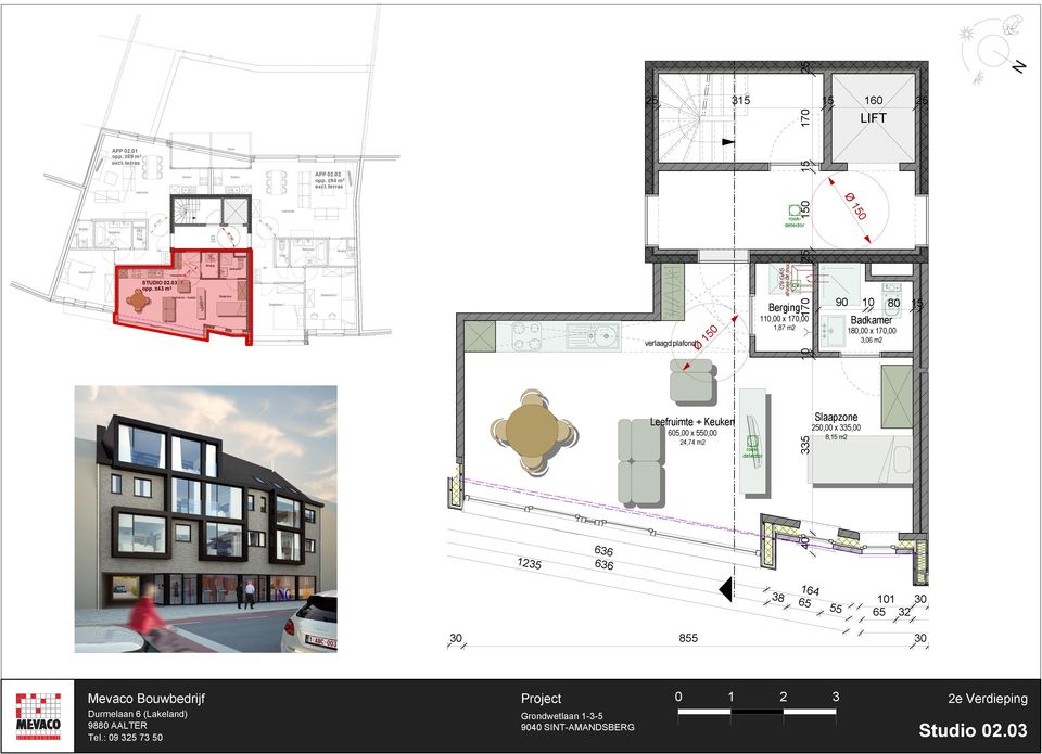 : 9 7 5 Grondwetlaan --5 94 SIT-AMADSBERG 8, x 7, 65 6,65 m 7 STUDIO.