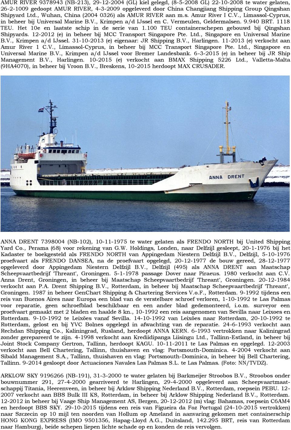 1118 TEU. Het 10e en laatste schip in de serie van 1.100 TEU containerschepen gebouwd bij Qingshan Shipyards. 12-2012 (e) in beheer bij MCC Transport Singapore Pte. Ltd.