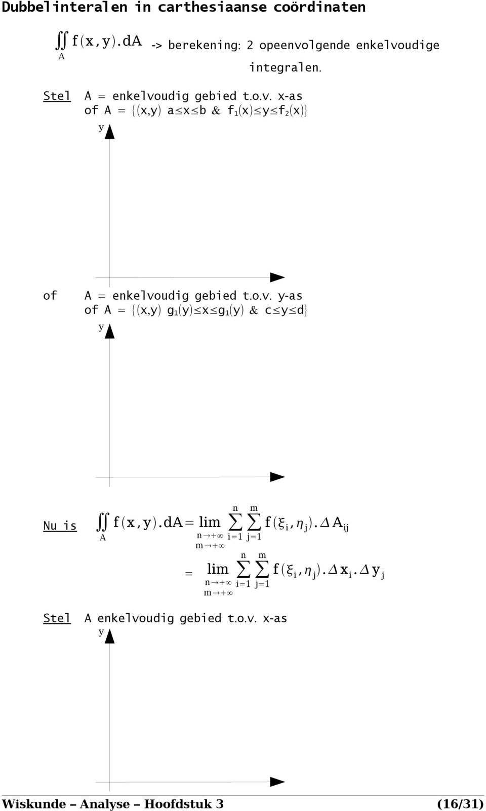-s of = {(, ) b & f ( ) f ( )} of = enkelvoudig gebied t. o. v.