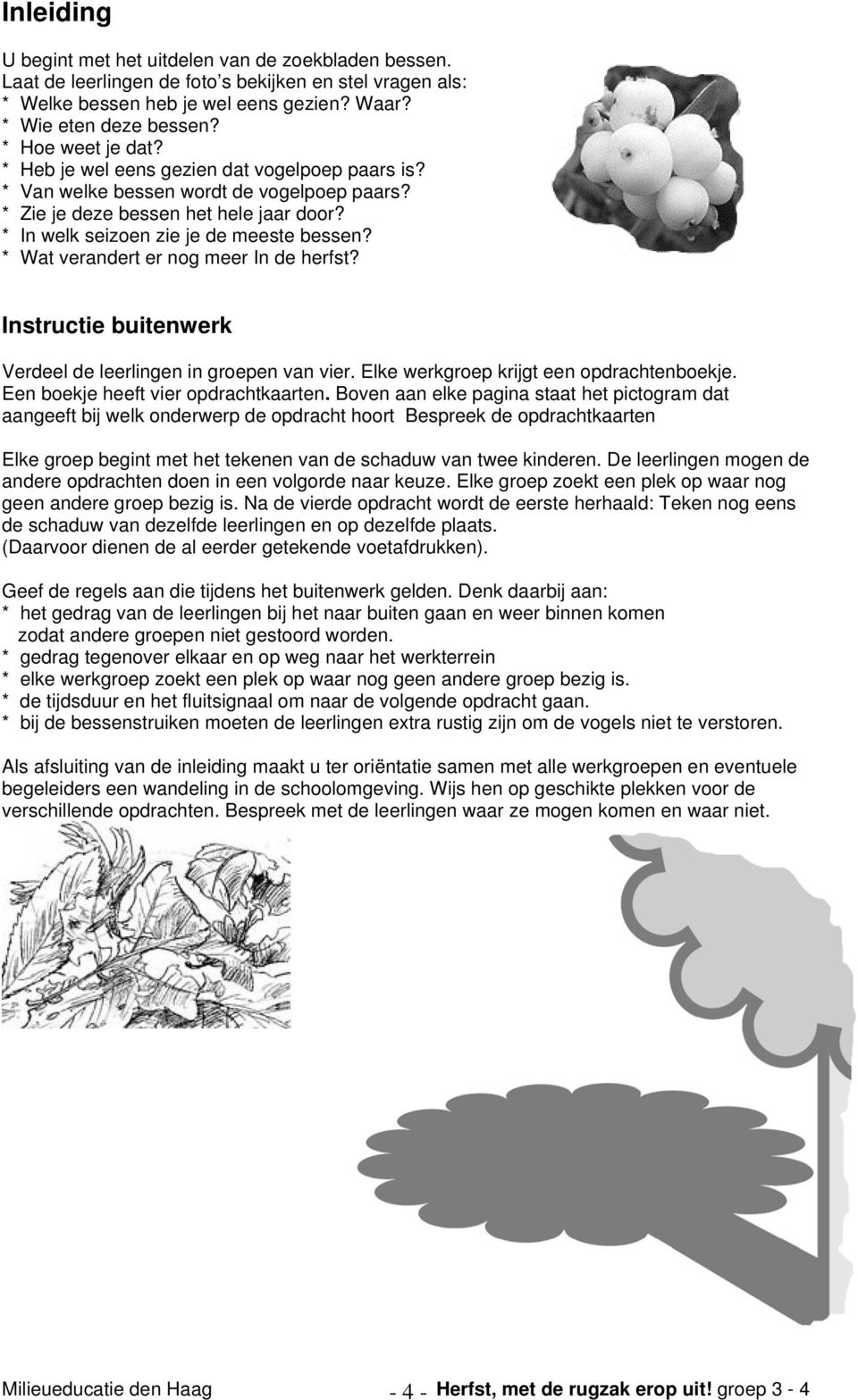 * Wat verandert er nog meer In de herfst? Instructie buitenwerk Verdeel de leerlingen in groepen van vier. Elke werkgroep krijgt een opdrachtenboekje. Een boekje heeft vier opdrachtkaarten.