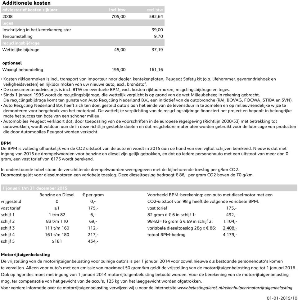 brandstof. De consumentenadviesprijs is incl. BTW en eventuele BPM, excl. kosten rijklaarmaken, recyclingsbijdrage en leges.