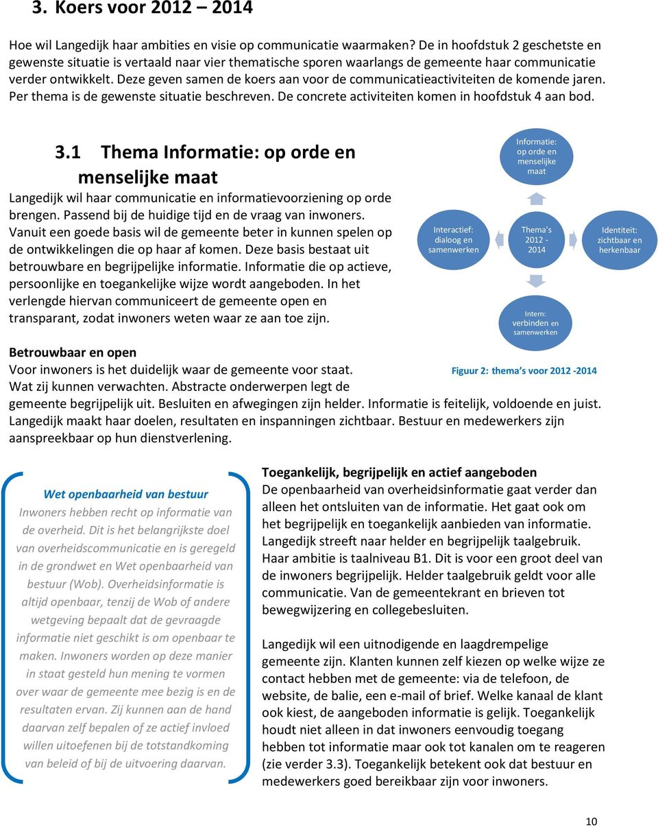 Deze geven samen de koers aan voor de communicatieactiviteiten de komende jaren. Per thema is de gewenste situatie beschreven. De concrete activiteiten komen in hoofdstuk 4 aan bod. 3.