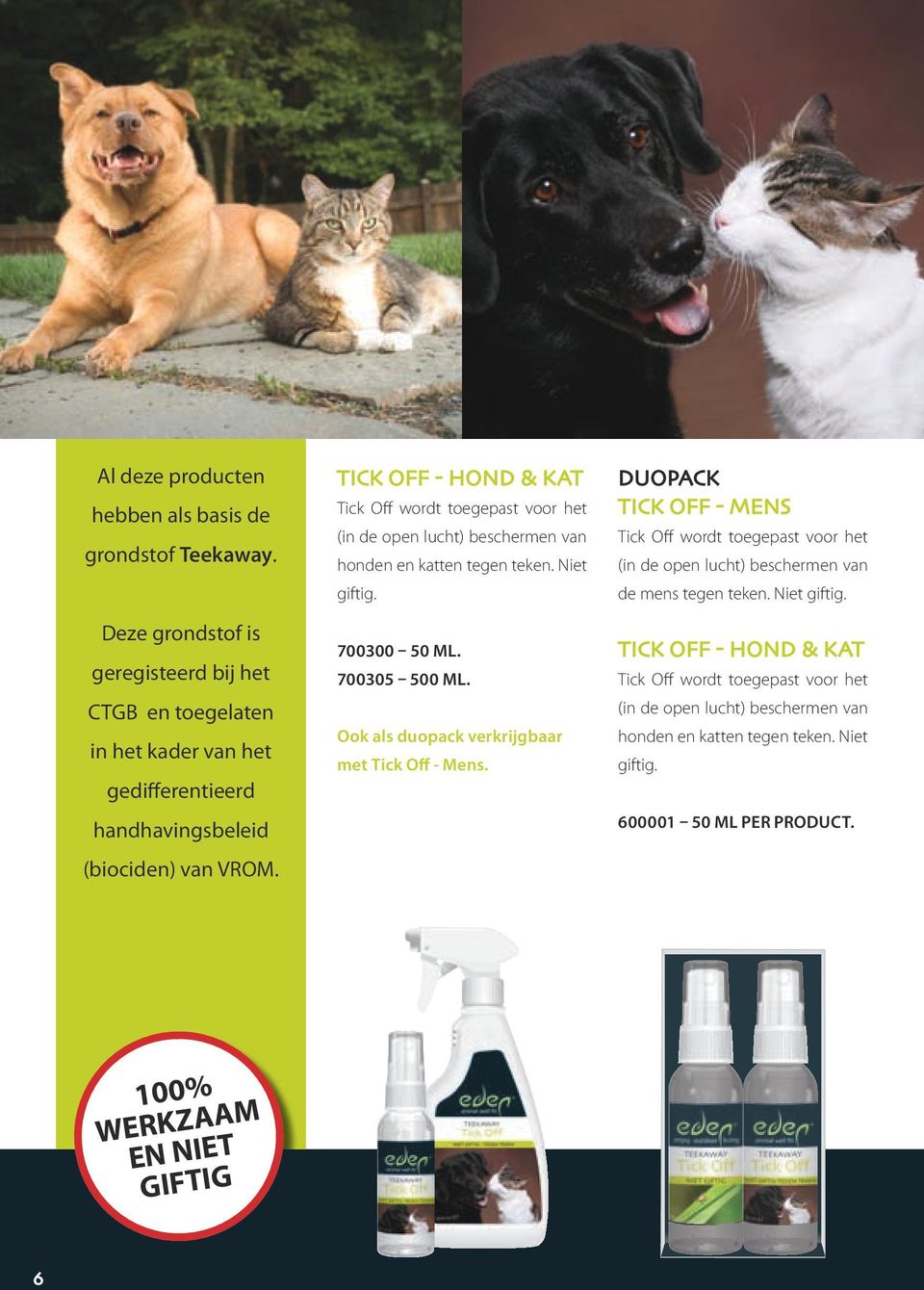 VROM. Tick Off - hond & kat honden en katten tegen teken. Niet giftig. 700300 50 ML. 700305 500 ML.