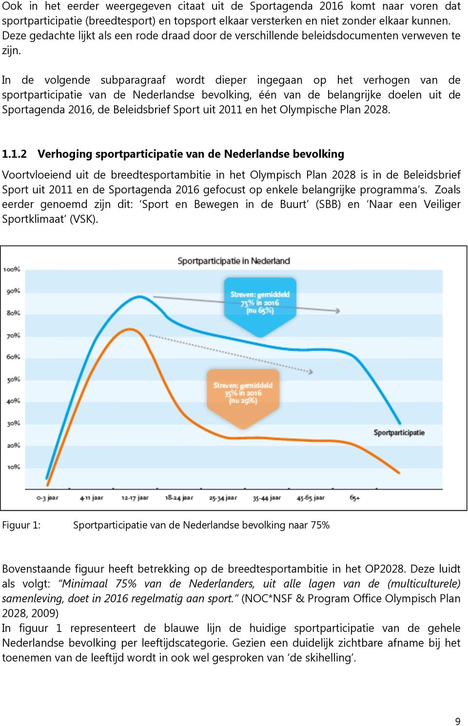 In de volgende subparagraaf wordt dieper ingegaan op het verhogen van de sportparticipatie van de Nederlandse bevolking, één van de belangrijke doelen uit de Sportagenda 2016, de Beleidsbrief Sport