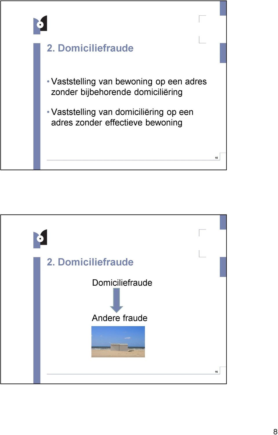 van domiciliëring op een adres zonder effectieve