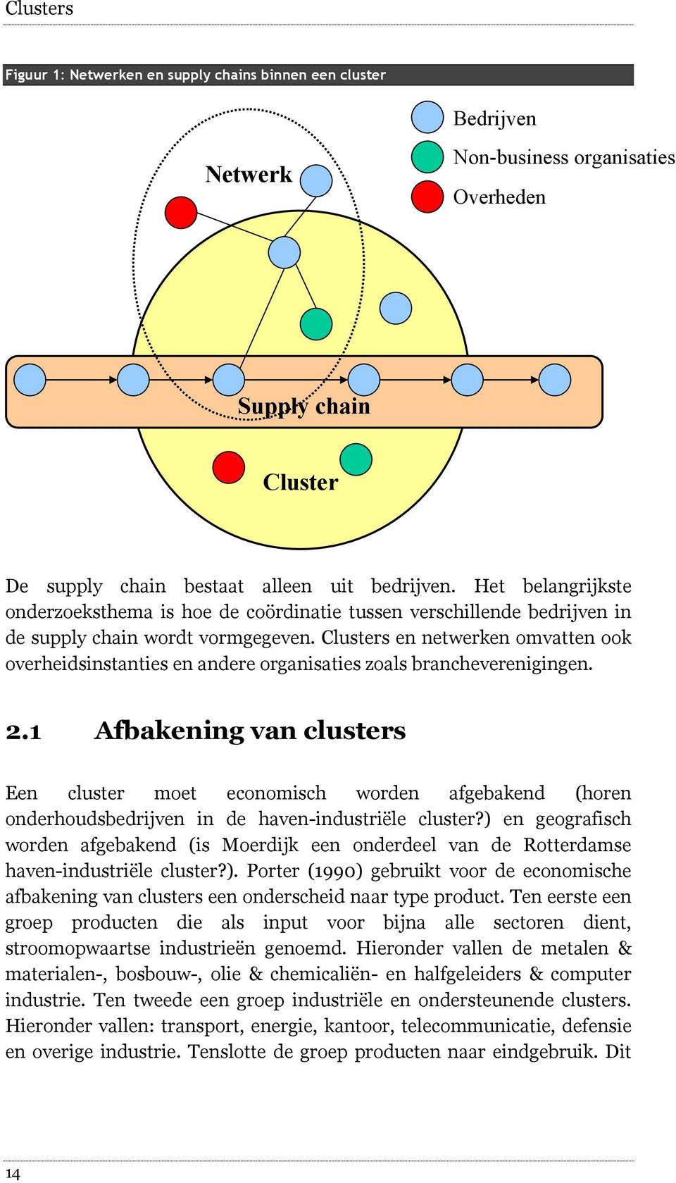 Clusters en netwerken omvatten ook overheidsinstanties en andere organisaties zoals brancheverenigingen. 2.