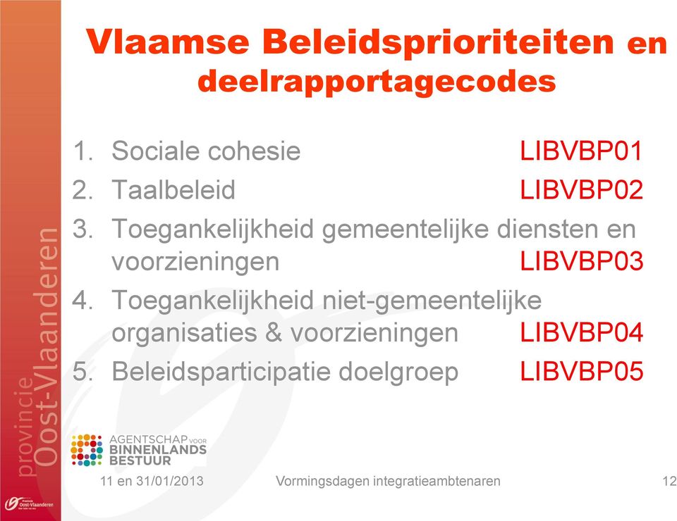 Toegankelijkheid gemeentelijke diensten en voorzieningen LIBVBP03 4.