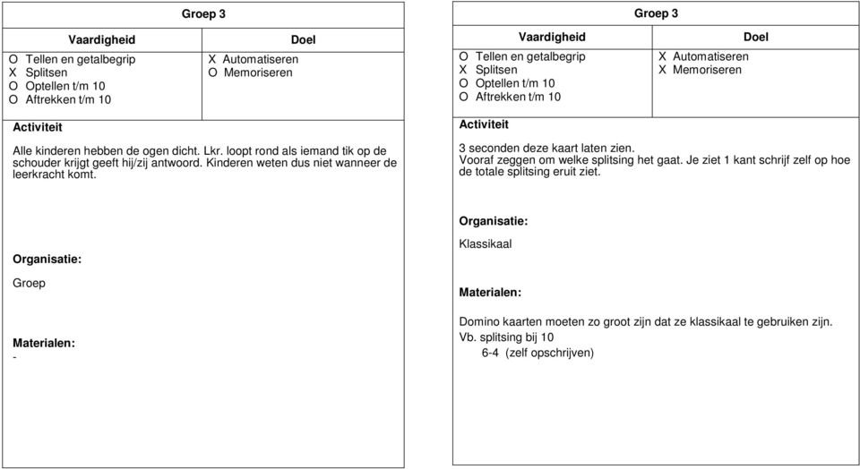 Kinderen weten dus niet wanneer de leerkracht kmt. 3 secnden deze kaart laten zien. Vraf zeggen m welke splitsing het gaat.