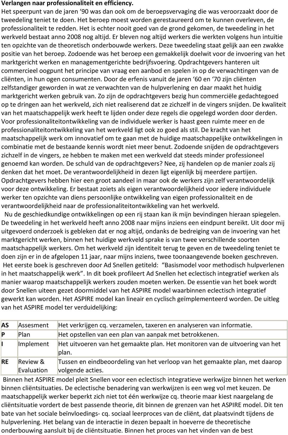 Er bleven nog altijd werkers die werkten volgens hun intuïtie ten opzichte van de theoretisch onderbouwde werkers. Deze tweedeling staat gelijk aan een zwakke positie van het beroep.